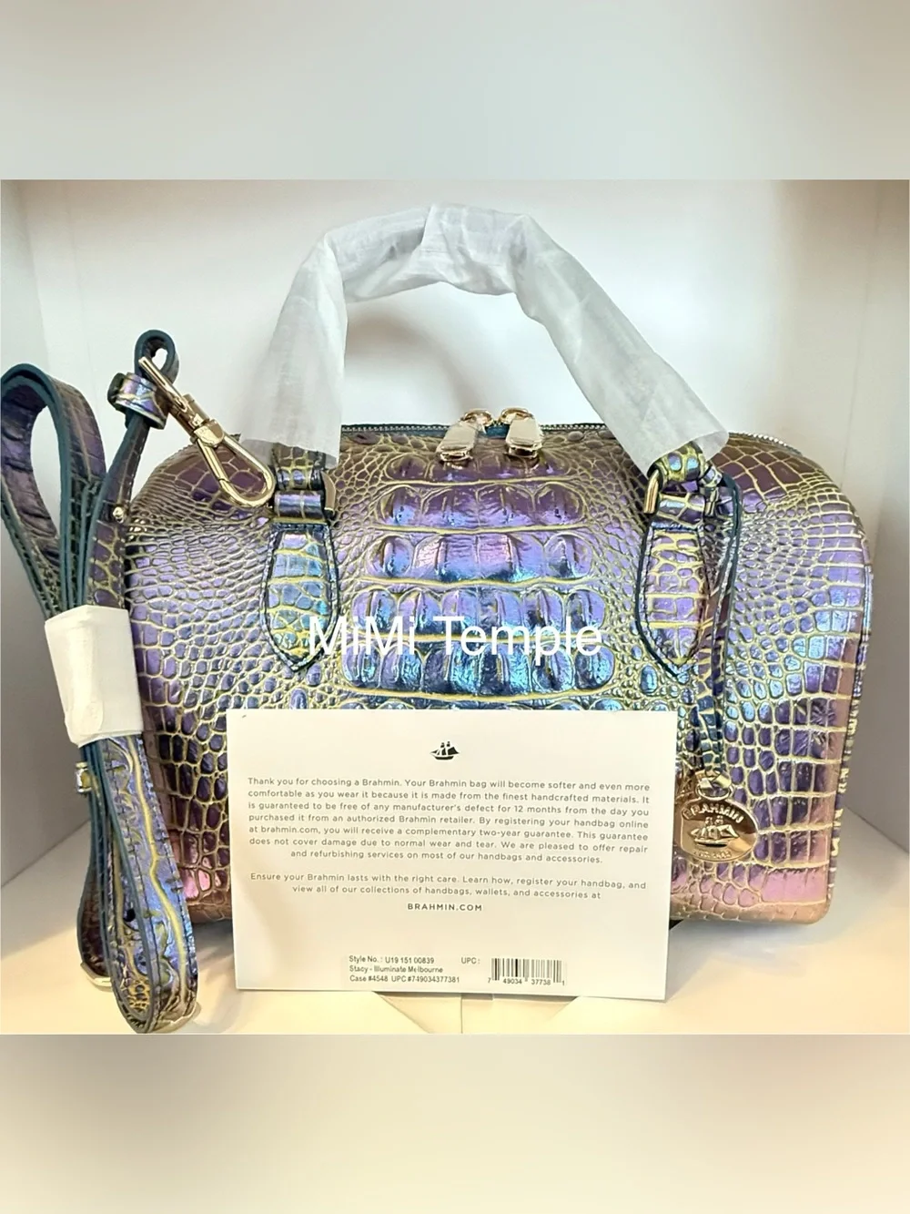 Brahmin Stacy Illuminate Croc-Embossed Satchel - RARE